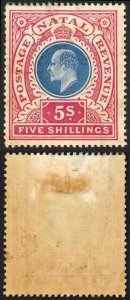 Natal SG140 5/- Postage Revenue  M/M (Fault at top) Cat 65 pounds