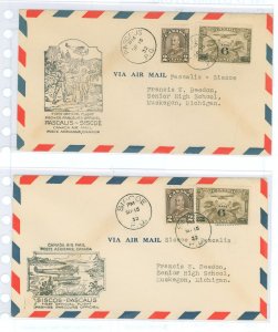 Canada 166/C3 Canada First Flight Airmail covers 9/15/32 clean sealed envelopes.  Pascalis, Quebec to Sigcoe, Quebec and Sisco