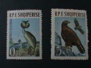 ​ALBANIA-1963 SC#672-3 CRESTED GREBE & GOLDEN EAGLE-RARE BIRDS MNH VERY FINE