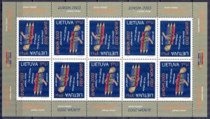 Lithuania 2003 Europa CEPT Poster Art Sc.743 Sheet MNH