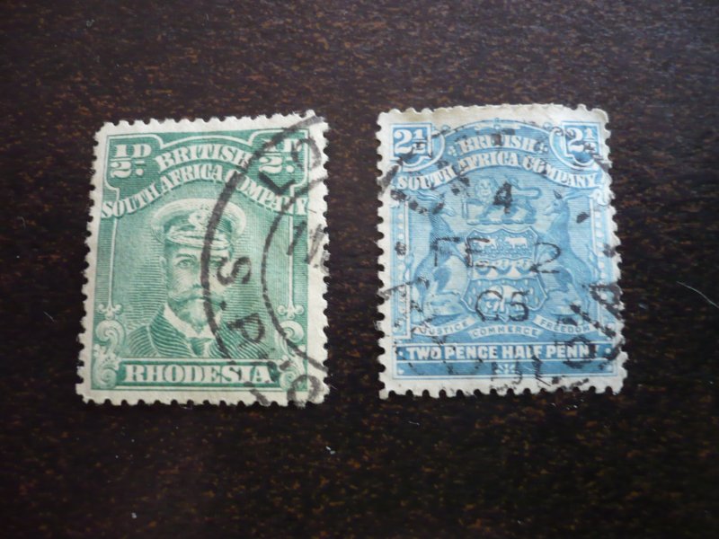 Stamps - Rhodesia - Scott# 62, 119 - Used Partial Set of 2 Stamps