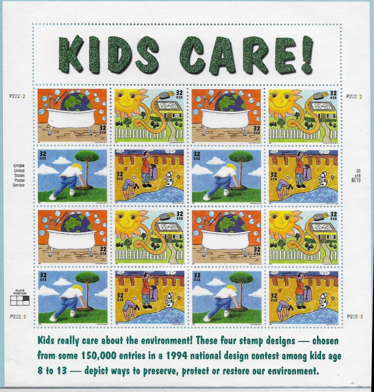 USA 2951-2954 MNH  SHEETS KIDS CARE