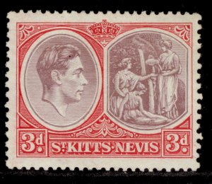 ST KITTS-NEVIS GVI SG73a, 3d brown purple & carmine-red, LH MINT. Cat £42.