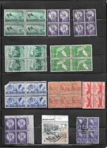 #423 My Page of Used US.. Blocks of 4 + Stamps Collection / Lot