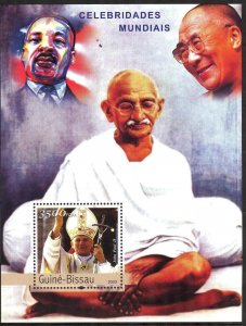 Guinea Bissau 2003 Pope John Paull II Mahatma Gandhi S/S MNH