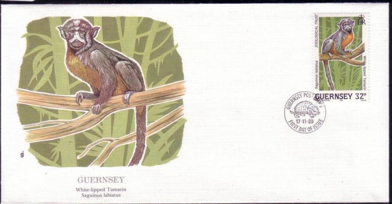 Guernsey FDC SC# 418 White Lipped Tamarin L44 