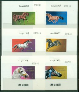 Umm al Qiwain 1972 Mi#496-501 Horses 6xDLMS MLH
