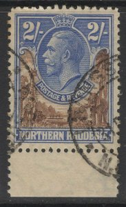 NORTHERN RHODESIA SG11 1925 2/= BROWN & ULTRAMARINE USED