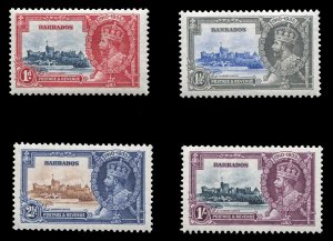 Barbados #186-189 Cat$30, 1935 Silver Jubilee, set of four, very lightly hinged