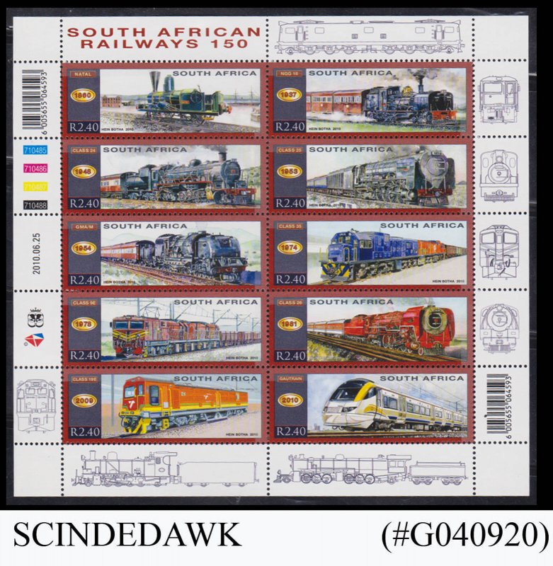 SOUTH AFRICA - 2010 RAILWAY TRAINS MIN/SHT MNH