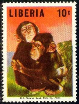 Baby Chimpanzees, Liberia stamp SC#454 mint