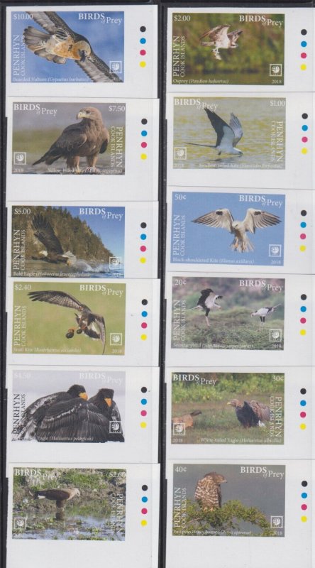 Penrhyn  Sc 588-99 IMPERF  Mi 2184-95B Value 54 Euro Birds