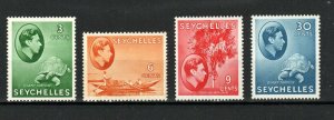 Seychelles 1938-49 3c, 6c, 9c and 30c MH