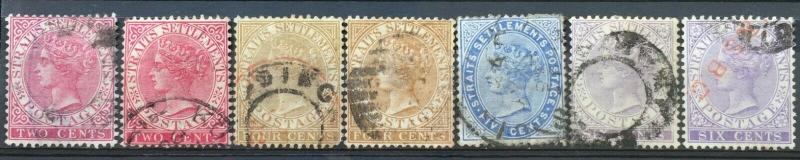 Malaya Straits Settlements 1882-99 QV 30V with Shades CrownCA Used CV £299 M2173