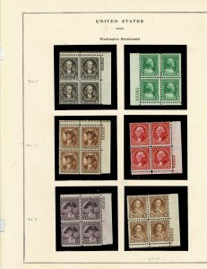 Washington Bicentennial 12c-10c US Postage Plate block Set #704-15 VF MNH