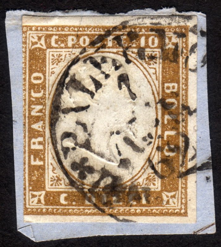 1855, Italy Sardinia, 10c, Vittorio Emanuele II, Used, Sc 11b
