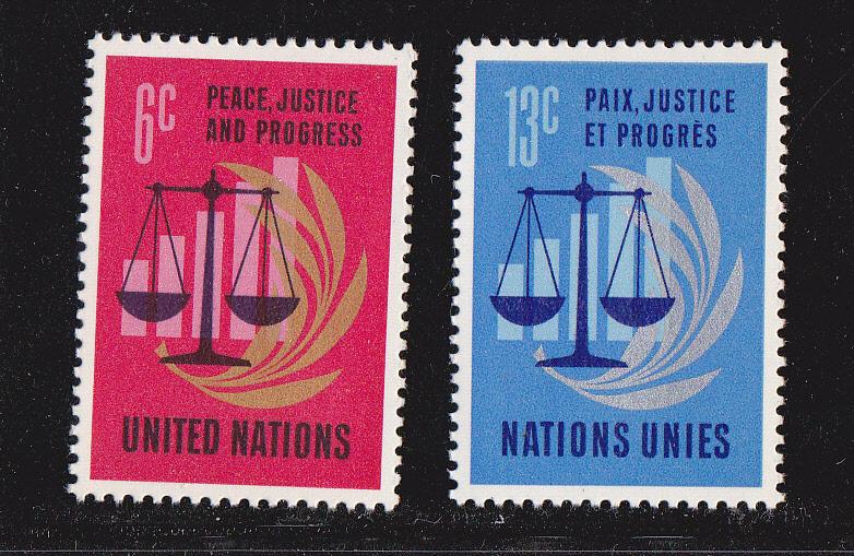 UN - NY # 213-214, Peace Justice Prosperit Mint NH, 1/2 Cat.