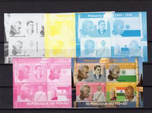 Chad 2009 Mahatma Gandhi Sheetlet containing 4 values Progressive Proofs (4+1)