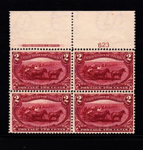 #286  Plate block VF NH, Full Top!  Free Certified shipping.