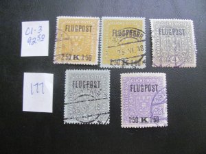 AUSTRIA 1918 USED  SC C1-3+ SET  VF/XF $92.50 (177)