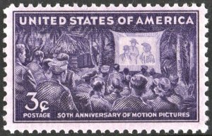 SC#926 3¢ Motion Pictures; 50th Anniversary Single (1944) MNH