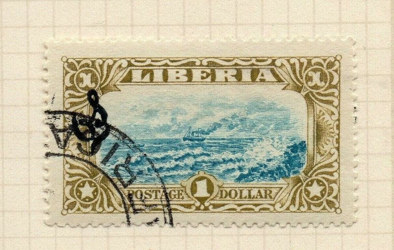 Liberia 1918 Early Issue Fine Used $1. Optd NW-175379
