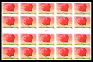 USA BOOKLET SC# 4270a - ALL HEART $0.42c - 20 S.A. MNH - PL# V1111