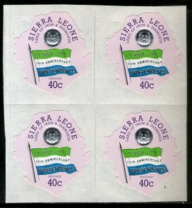 Sierra Leone 1971 40c Flag Map Coin Odd Shaped Sc 420 BLK/4 MNH # 5508b