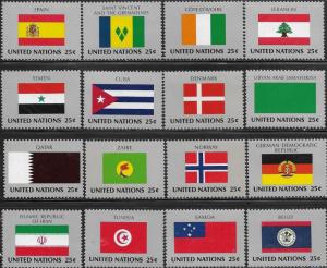United Nations 1988 New York Flags of the Member Nations SC# 528-543 MNH