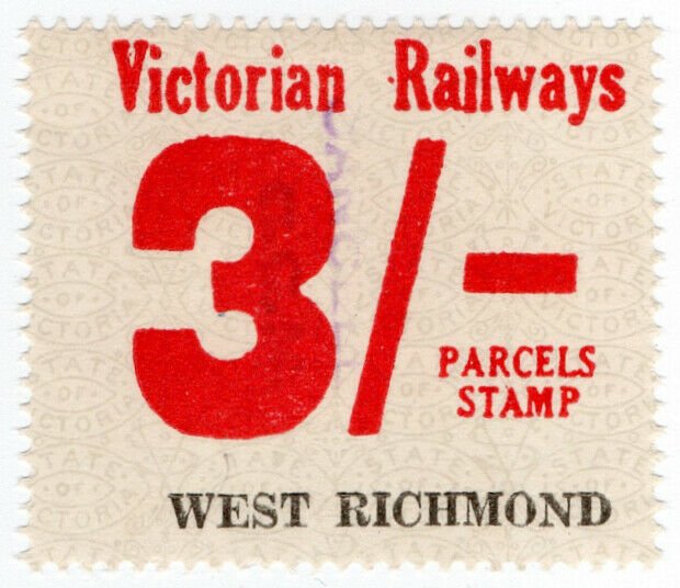 (I.B) Australia - Victoria Railways : Parcels Stamp 3/- (West Richmond)