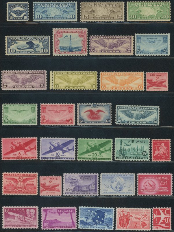 USA - 31 diff older mint never hinged airmails - Cat $246.00 including C5