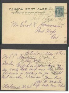 Canada-cover #1240 - 1c Leaf post card-Peterborough Cnty-Peterboro,Ont duplex-My