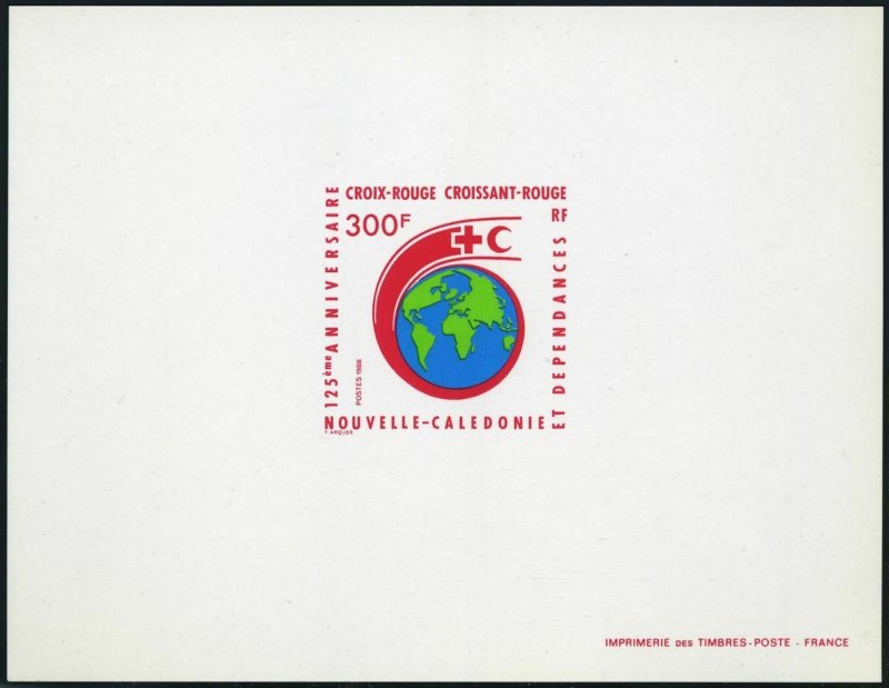 New Caledonia 575 deluxe sheet,MNH.Michel 825. Red Cross,Red Crescent,125.1988.