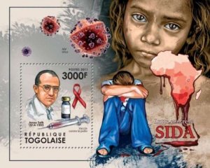 Togo - AIDS Fight, Jonas Salk -  Stamp Souvenir Sheet 20H-225