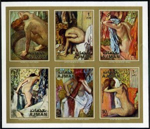 Ajman 835-840B sheet imperf Michel,MNH. Paintings by Degas,1971.