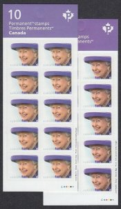 COLOUR VARIETY = Two BOOKLETS  QUEEN QEII = MNH Canada 2019 #3137a [ec362