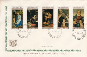 Cook Islands 1974 FDC Sc #412-#416 Christmas Paintings