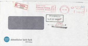 Denmark 1980 Aktieselskabet Varde Bank Regd Airmail Meter Mail Stamp Cover 29987