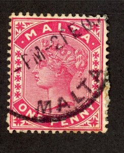 Malta 9 U 1885 1p carmine rose