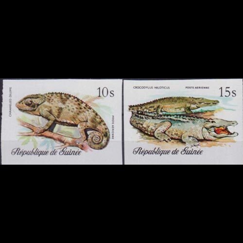 GUINEA 1977 - Scott# C134-5 Reptiles Imperf. Set of 2 NH