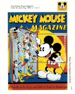 Sierra Leone - Disney, Mickey Mouse Magazine Cover - Souvenir Stamp Sheet - MNH