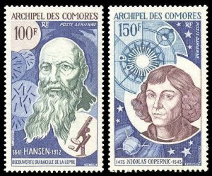 Comoro Islands 1973 Airmail, Famous Persons (2v Cpt) MNH CV$18
