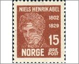 Norway Mint NK 173 Death Centenary of N. H. Abel 15 Øre Red Brown