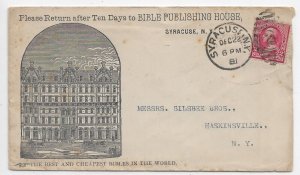 1891 Publishing Advertising Cover, Syracuse to Haskinsville, NY (56597)