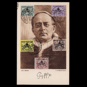 VATICAN CITY 1939 Pope Pius XI Interregnum Overprint Sc 62-63 65-67 FDC Postcard