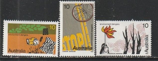 1975 Australia - Sc 606-8 - MH VF - 3 single - Environmental Dangers