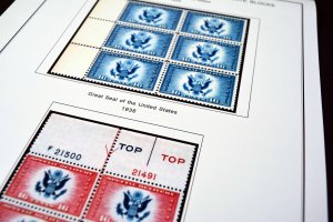 COLOR PRINTED USA AIRMAIL PLATE BLOCKS 1918-2012 STAMP ALBUM PAGES (50 il pages)