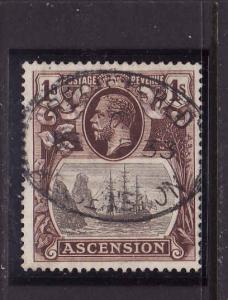 D3-Ascension Is.-Scott#19-used 1sh brn & gray KGV-dated 16-