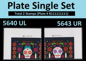 US 5640 5643 Day of the Dead F plate single set 2 U MNH 2021
