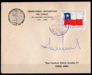 Chile 1967 XXI ANTARCTIC COVER BASE GABRIEL GONZALEZ Signed POSTAL HISTORY